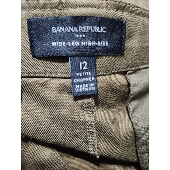 Banana Republic Wide Leg High Rise Brown Pull On Crop Pants Size 12 Petite - Picture 7 of 7